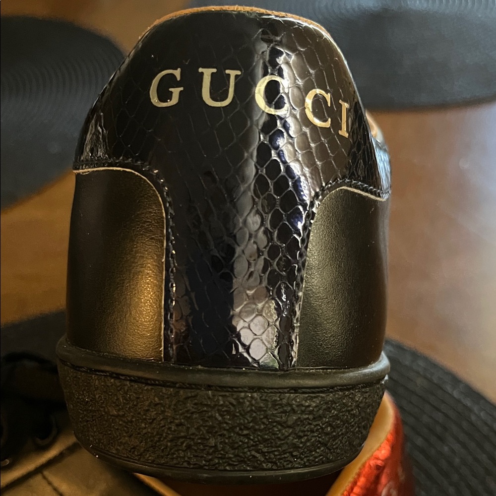 Gucci  men’s Black Sneakers with Red and Gold Details - Picture 2 of 8